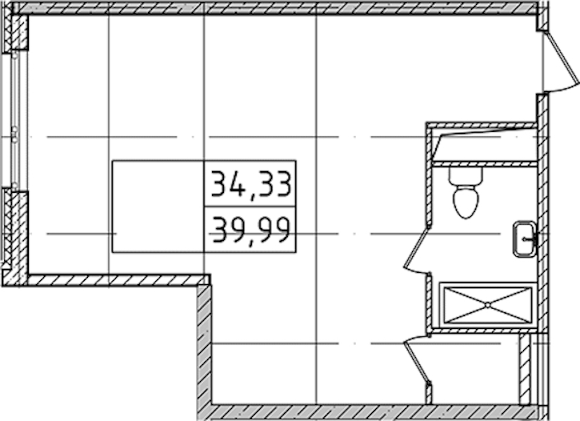 Квартира студия 39.9 м², 11/14 эт., Комплекс апартаментов «Ladozhsky Avenir»